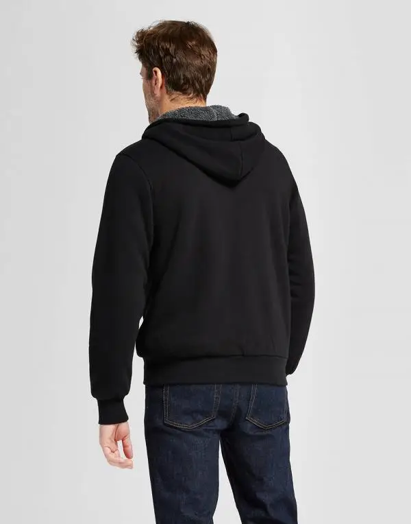 Mens-Standard-Fit-Sherpa-Fleece-Jacket02-600x764 Black Fashion Jacket - Image 2